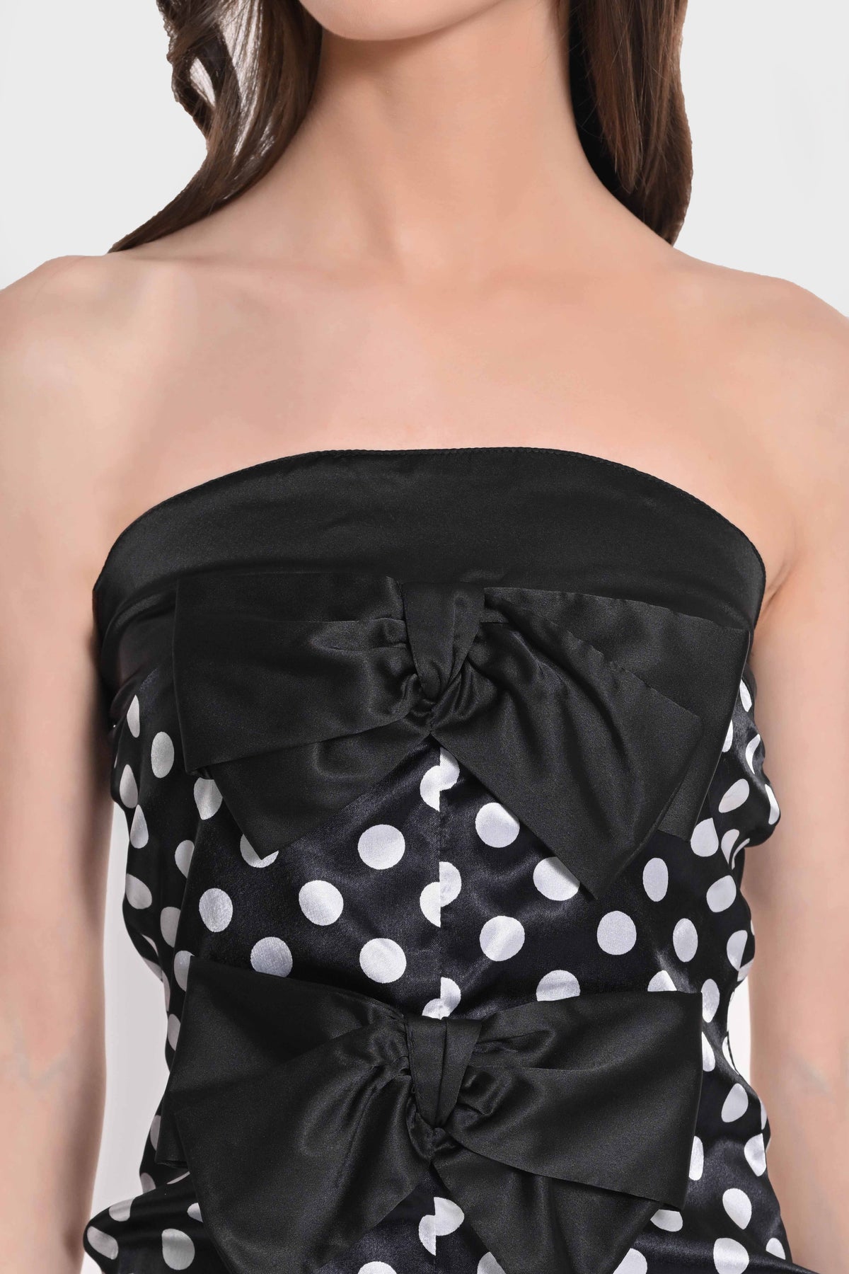 Strapless Bow -Detail Bodycon Dress