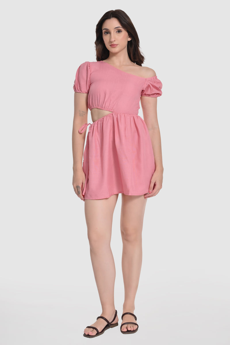 Pink Waist Cut Out Mini Dress