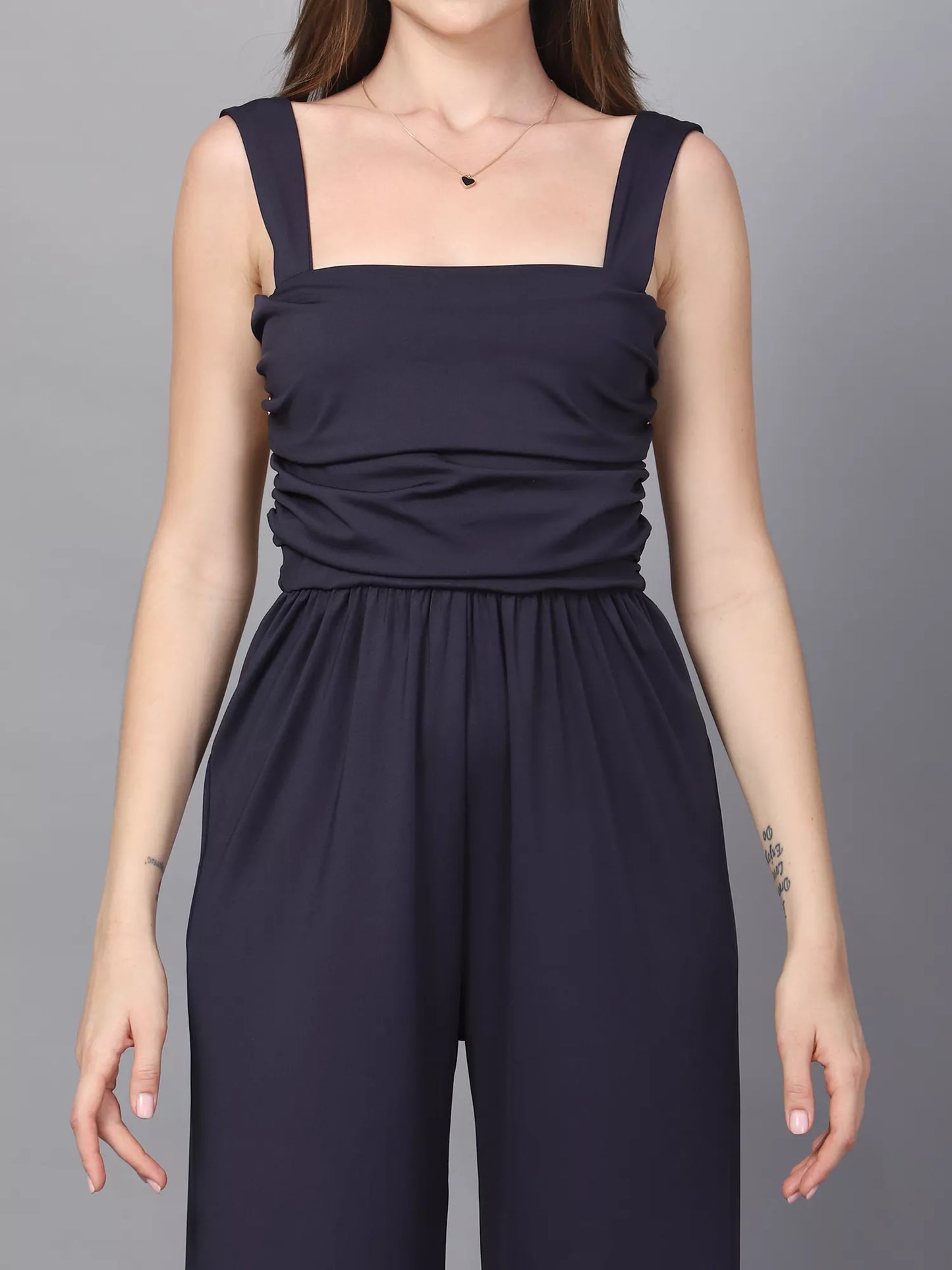 Navy Back Knot Jumpsuit