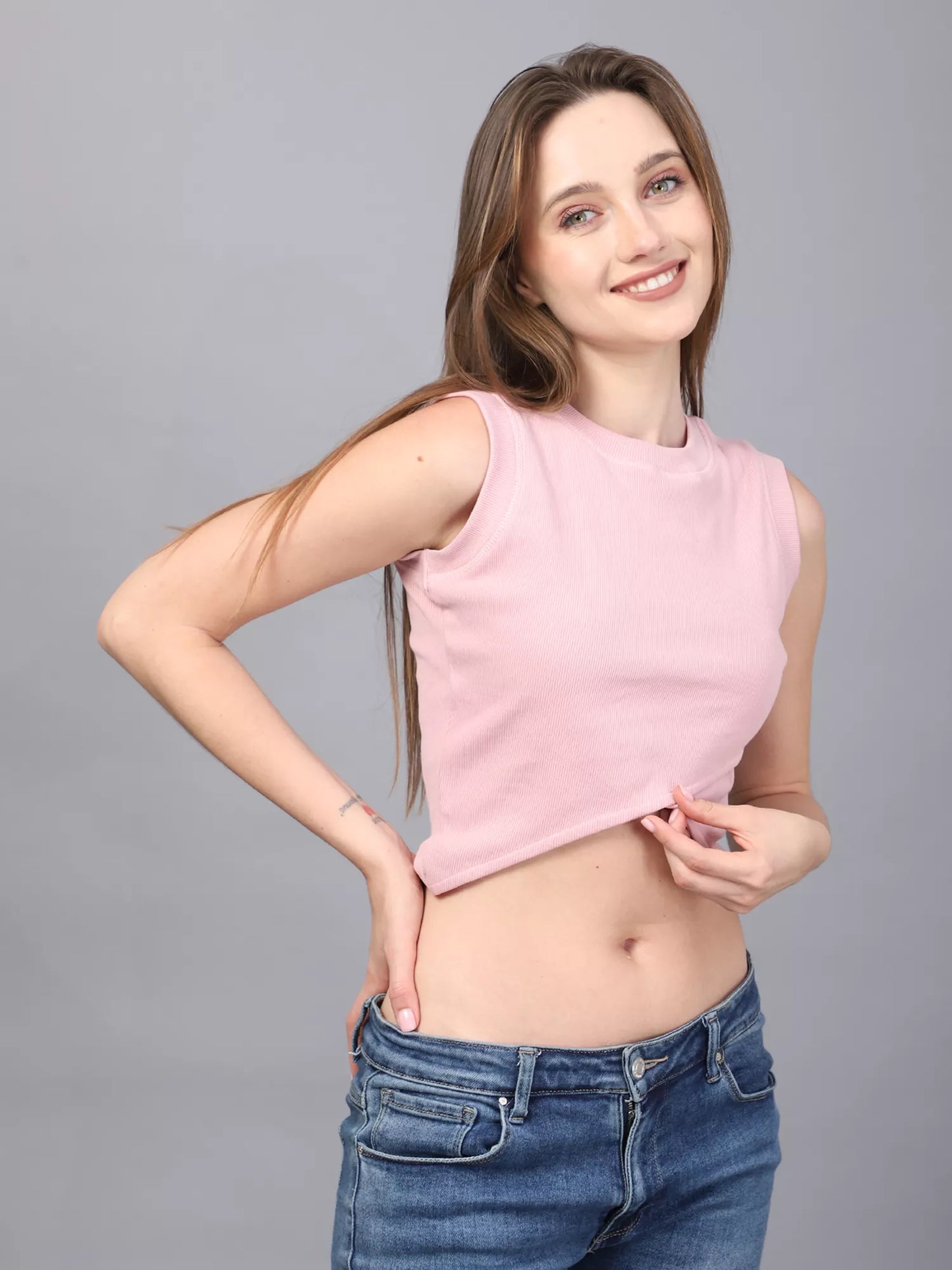 Pink Overlap Crop Top
