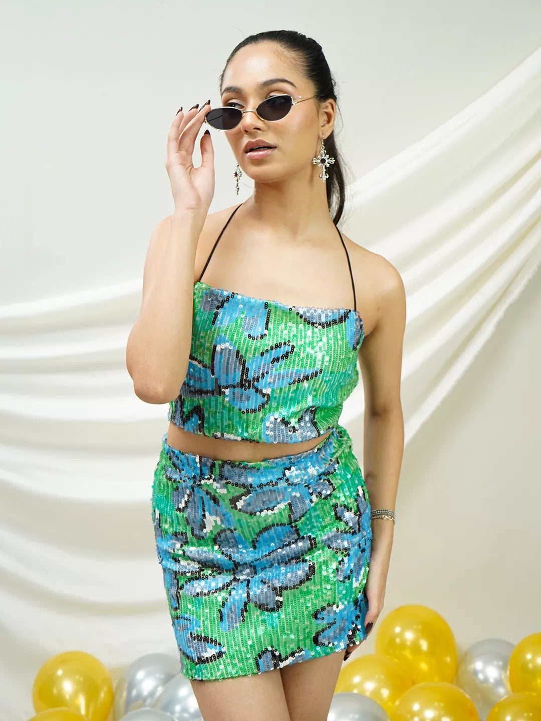 Electric Bloom Sequin Co-ord