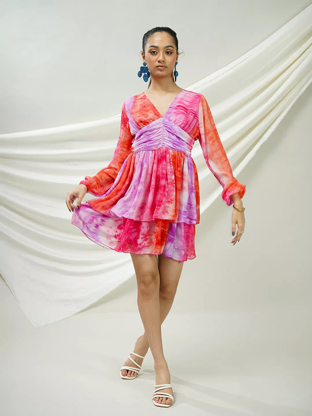 Sunset Tie-Dye Flared Dress