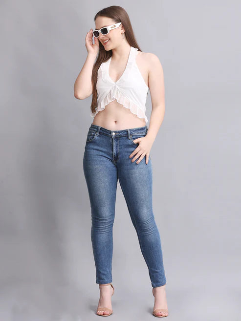 White HalterNeck Crop Top