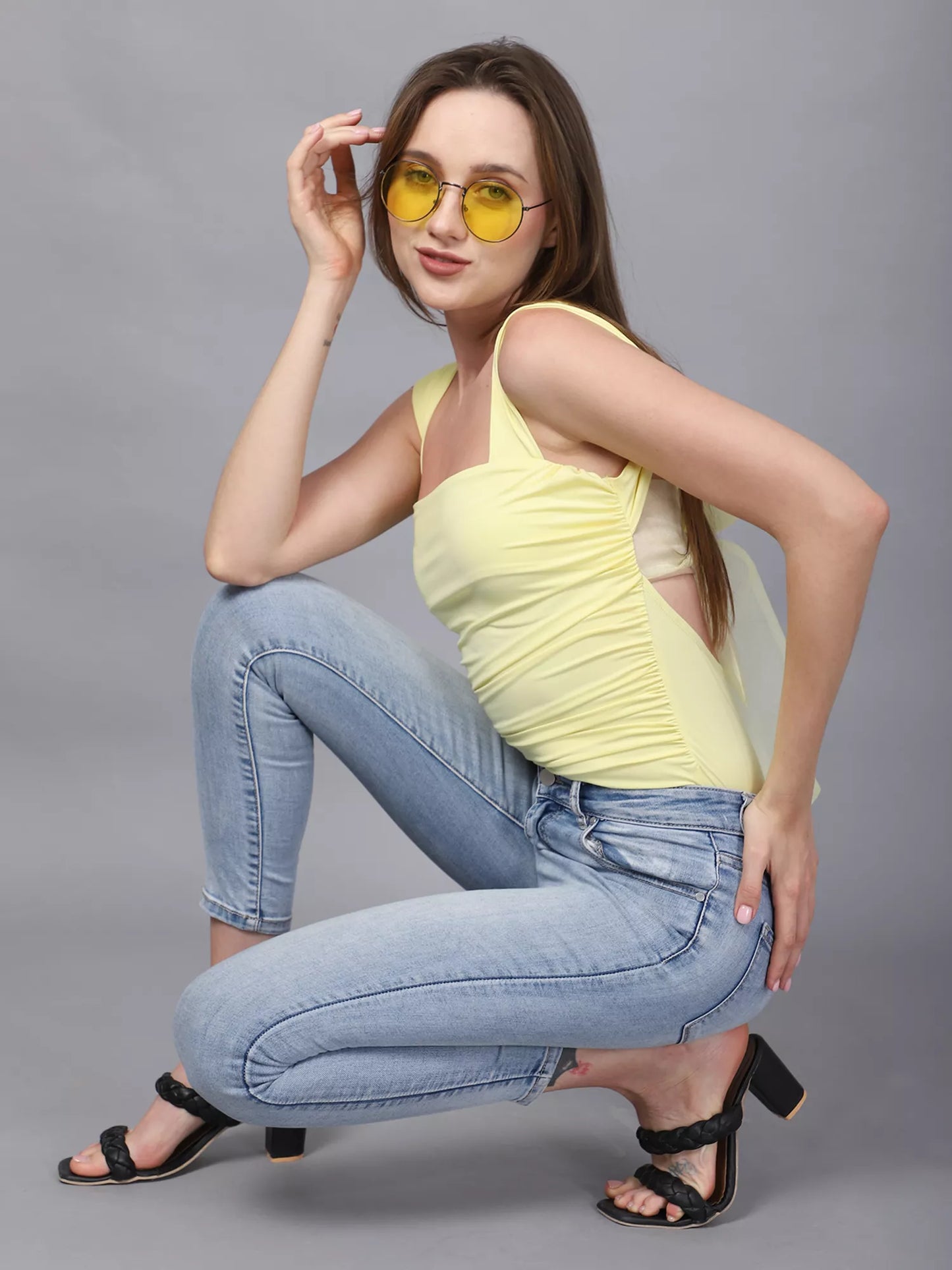 Yellow Back Knot Bodysuit