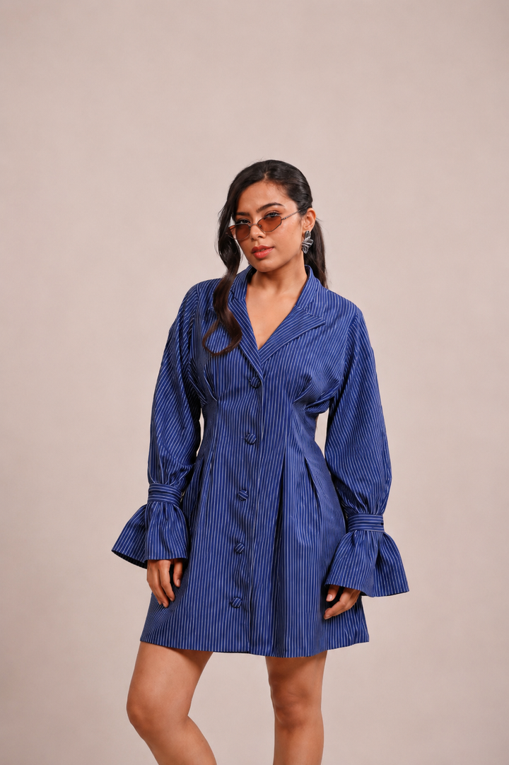 Bishop-Sleeve Blazer Style Dress