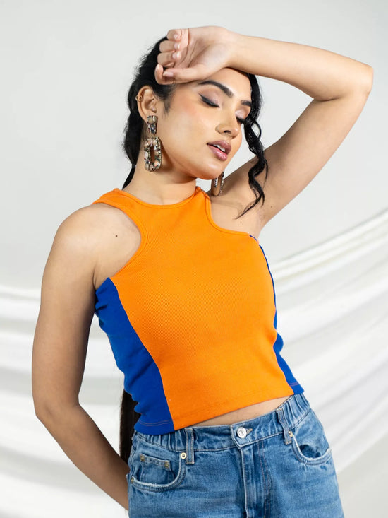 Orange Rib Crop Top