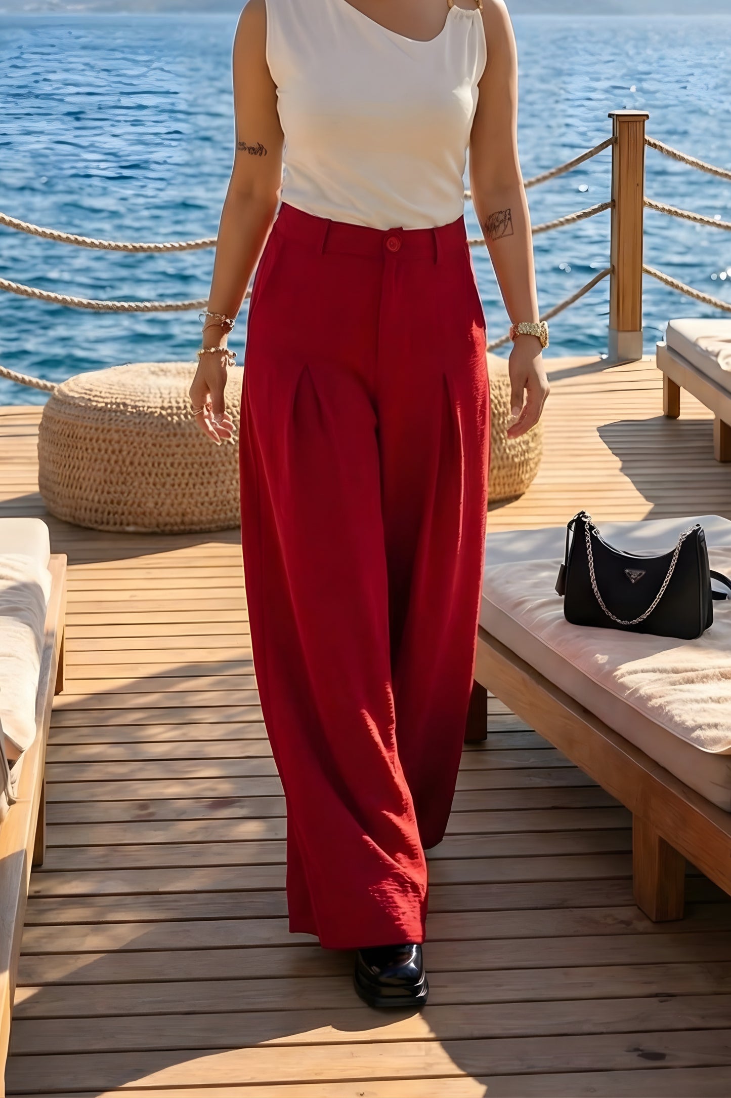 Maroon Front-Pleated Trousers