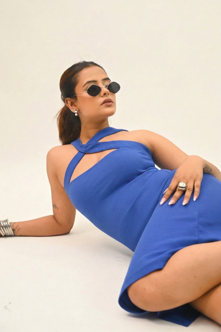 Cross Neck Bodycon Midi dress