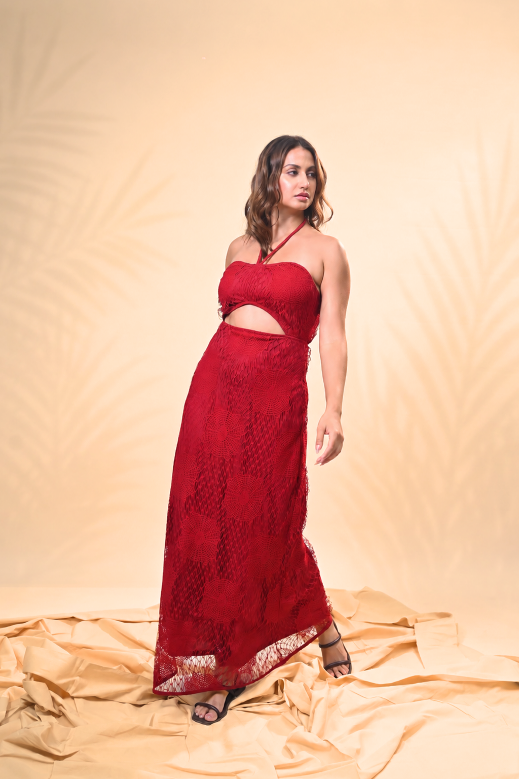 Crimson Eclipse Cutout Dress