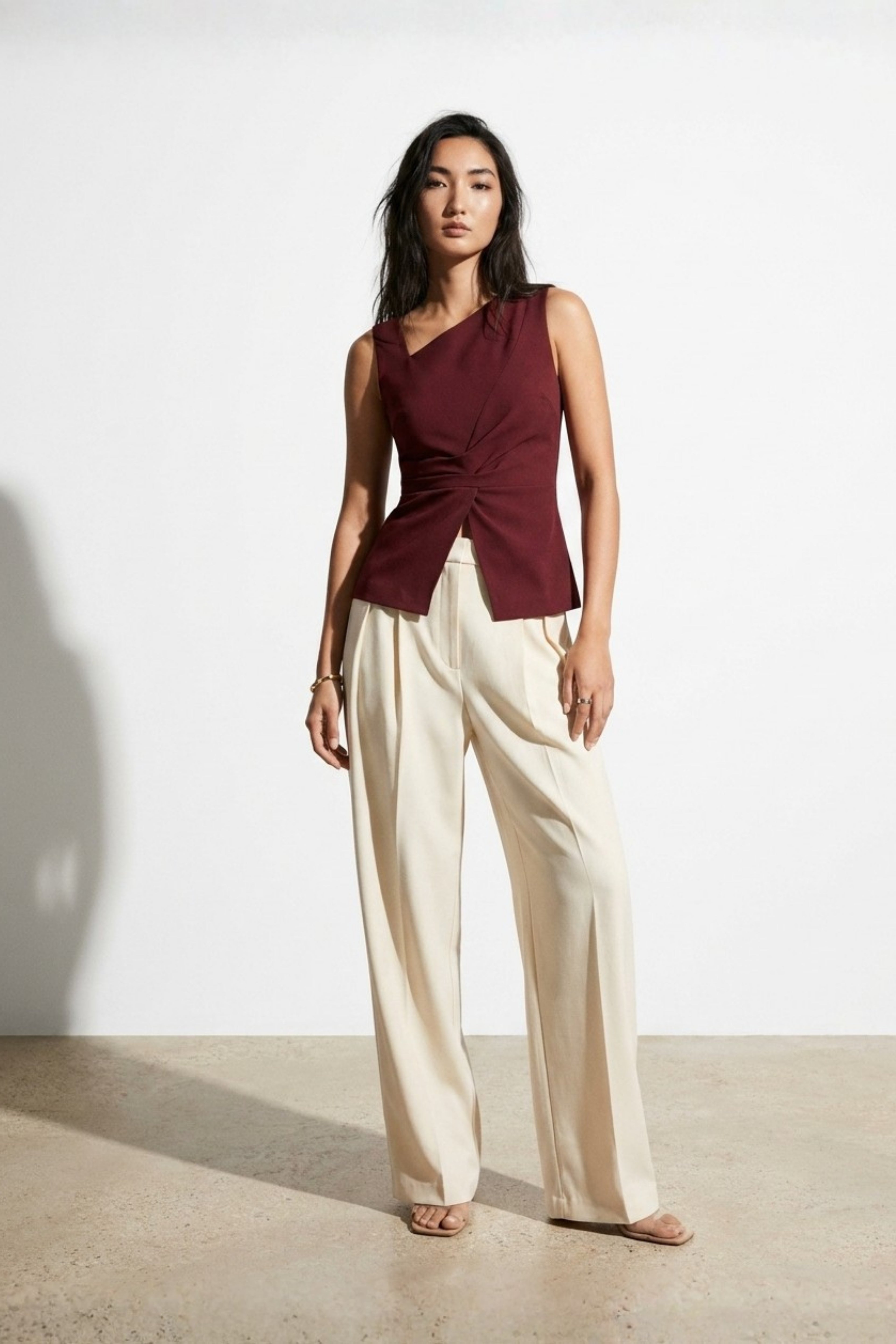 Elevated Draped Top & Tailored Pants Co-Ord Set