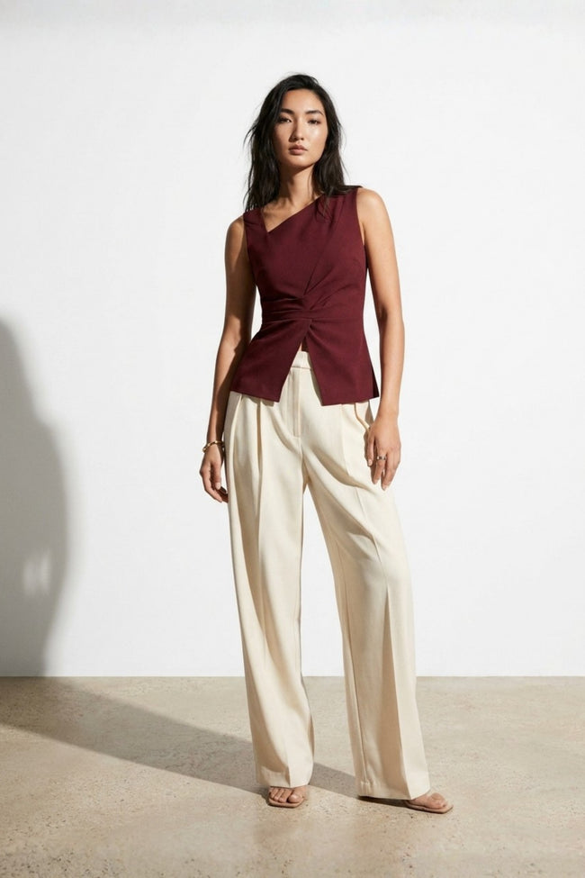 Elevated Draped Top & Tailored Pants Co-Ord Set Hover Image