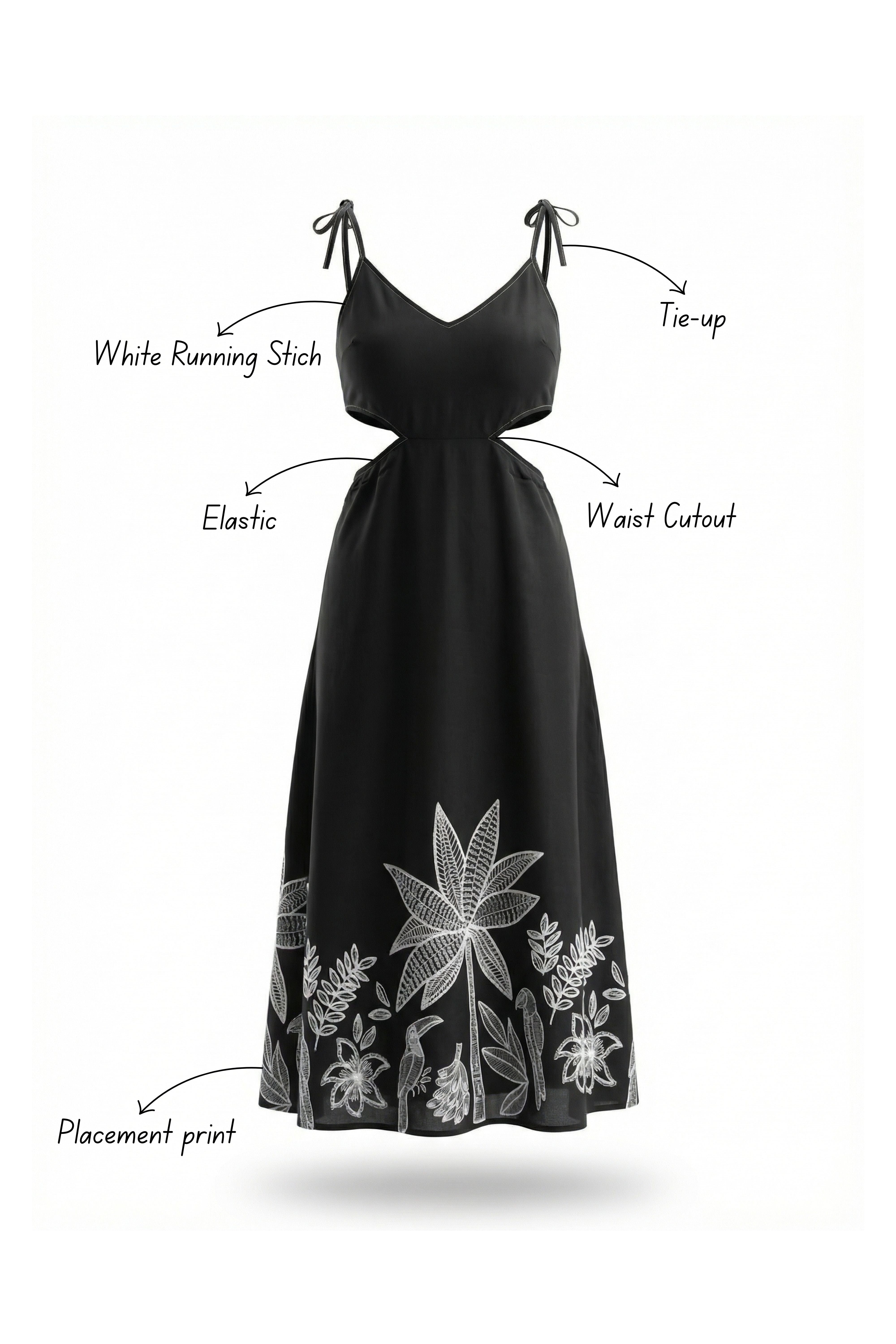 Black Paradise Elixir Midi Dress