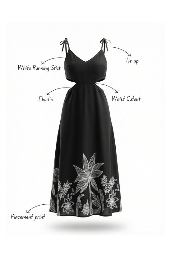 Black Paradise Elixir Midi Dress