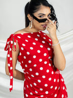 Polka Tie-Shoulder  Bodycon dress