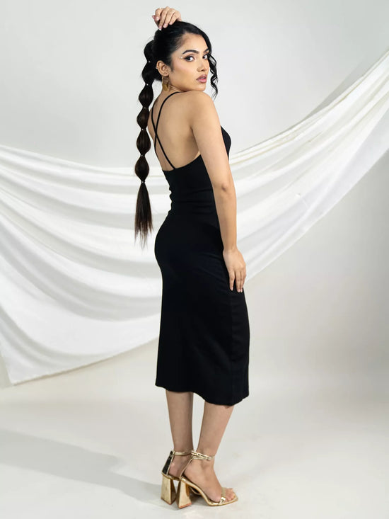 Black Back Criss-Cross Rib Dress