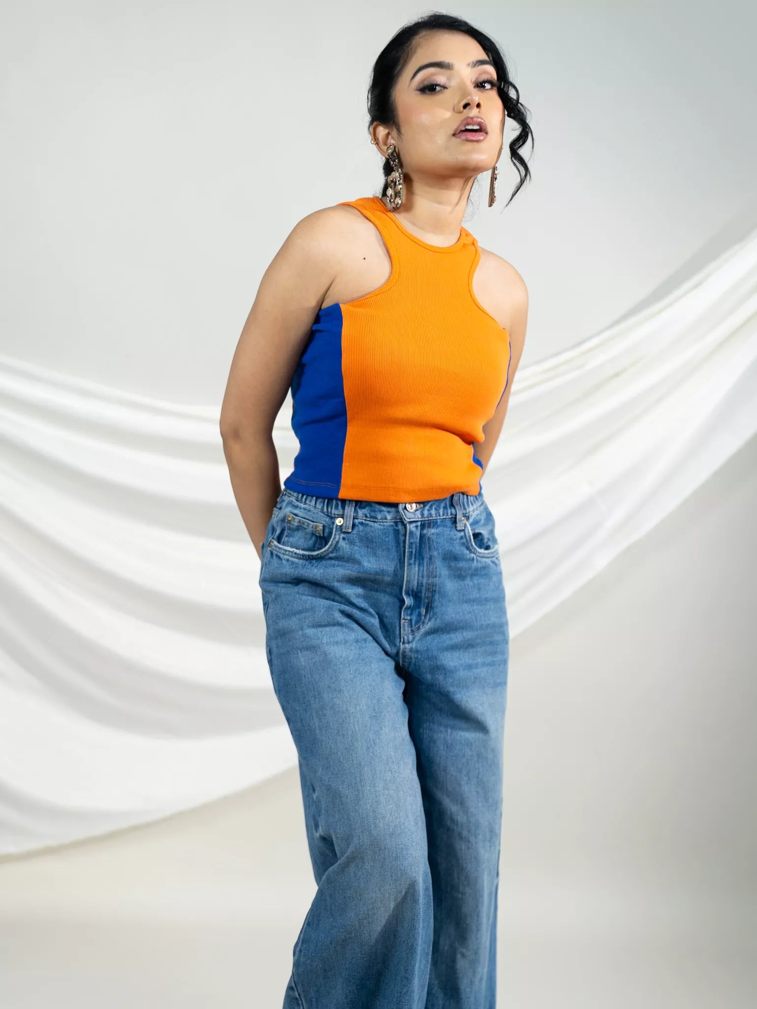 Orange Rib Crop Top