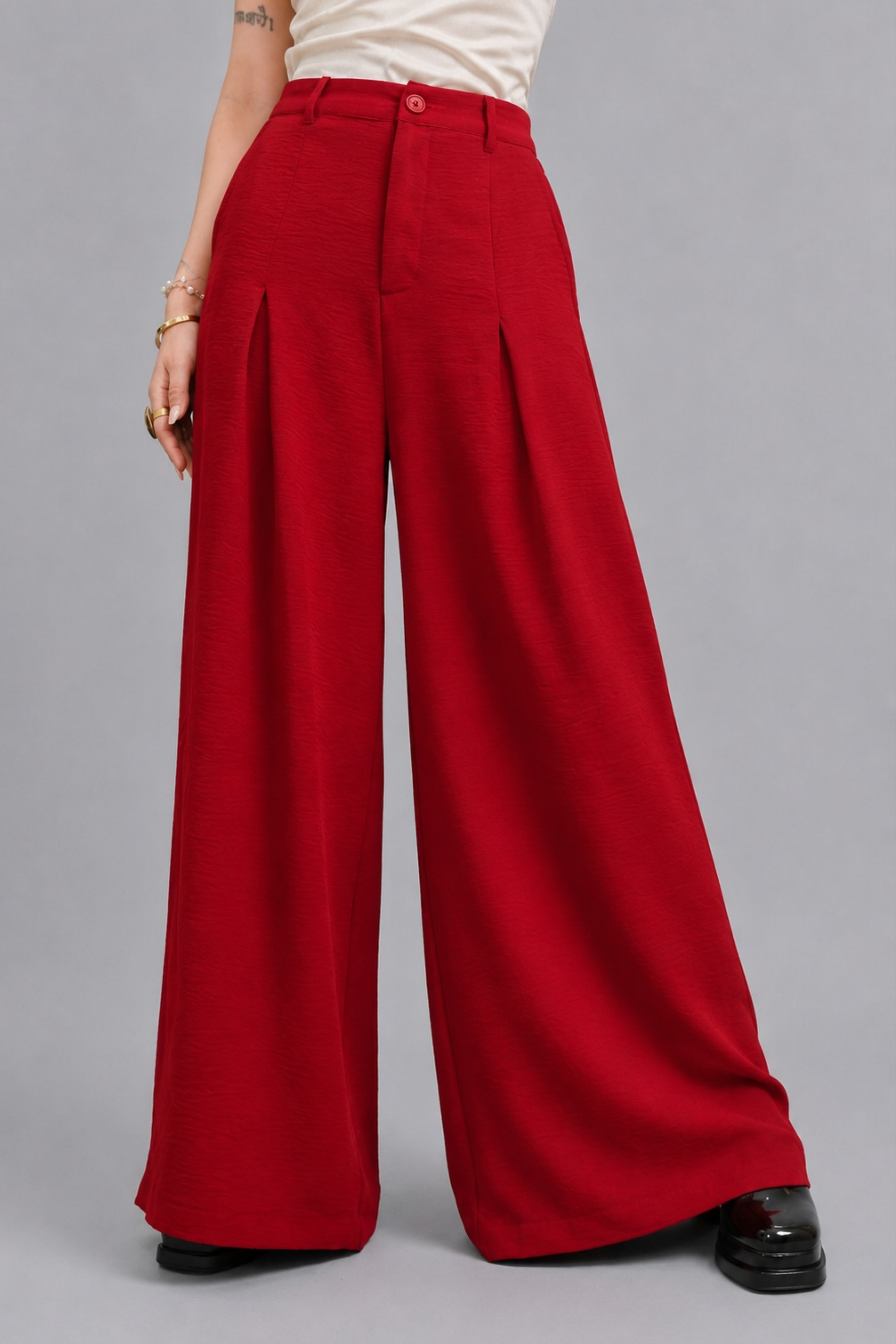 Paisley Satin Top & Front-Pleated Trouser Co-ord Set