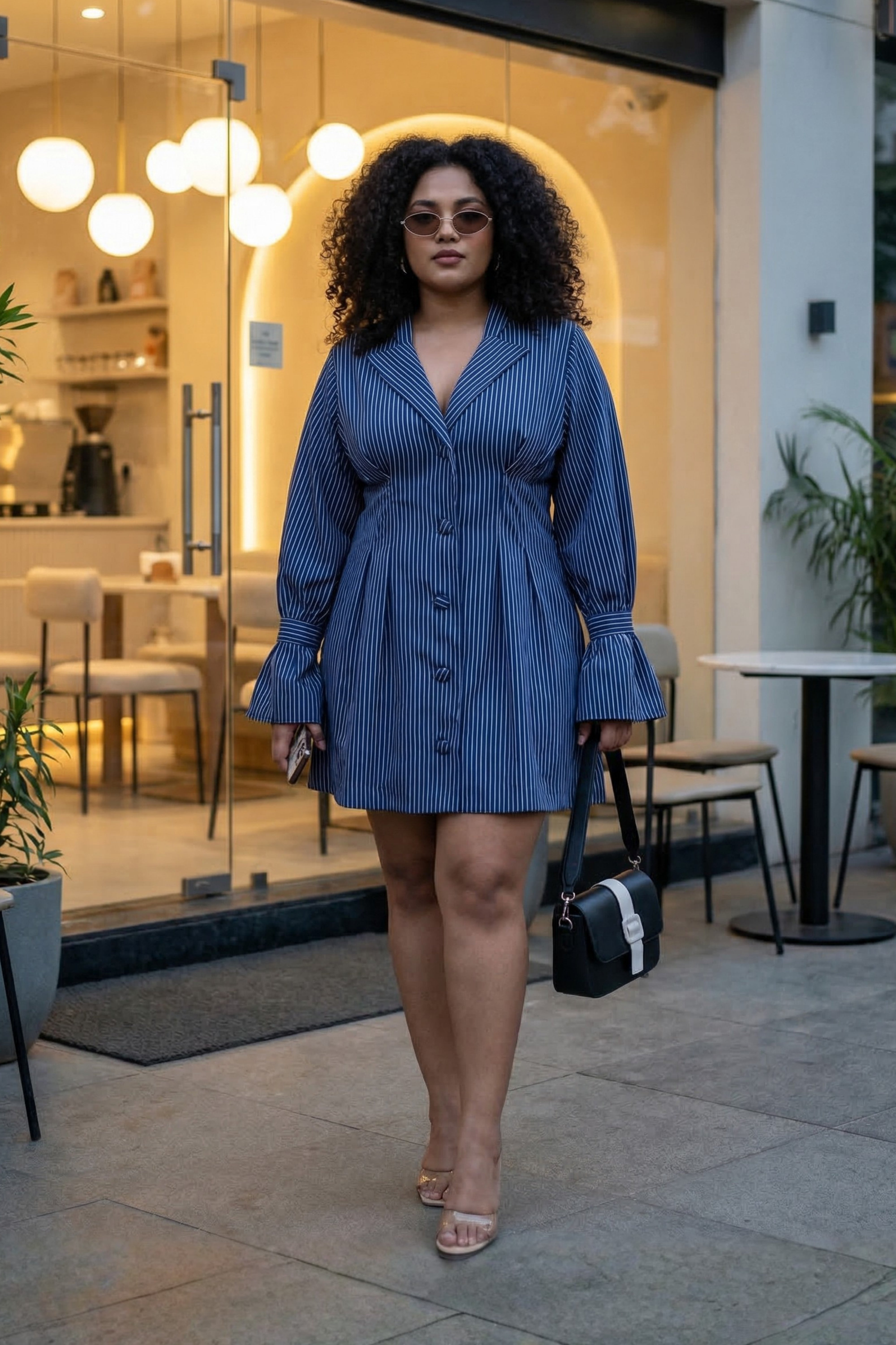 Bishop-Sleeve Blazer Style Dress