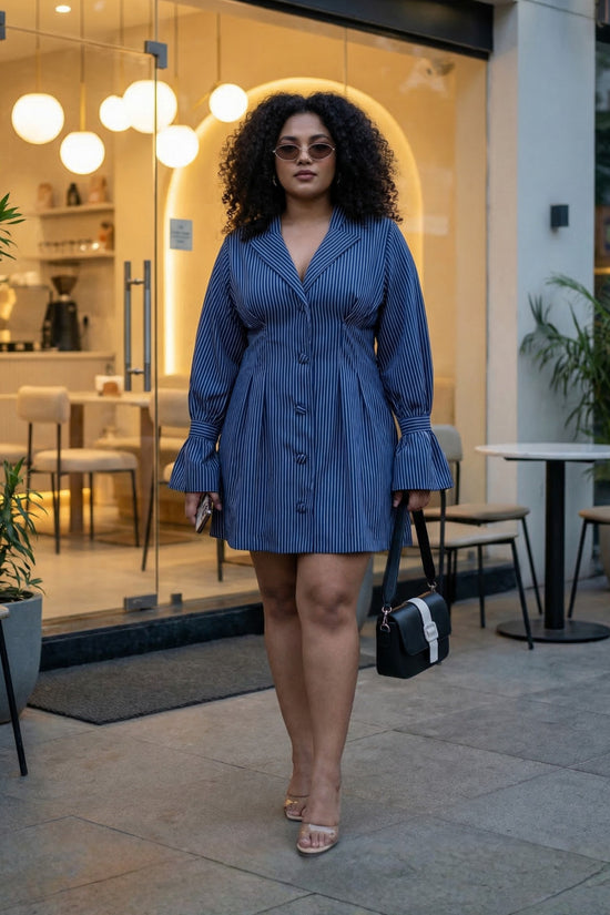 Bishop-Sleeve Blazer Style Dress