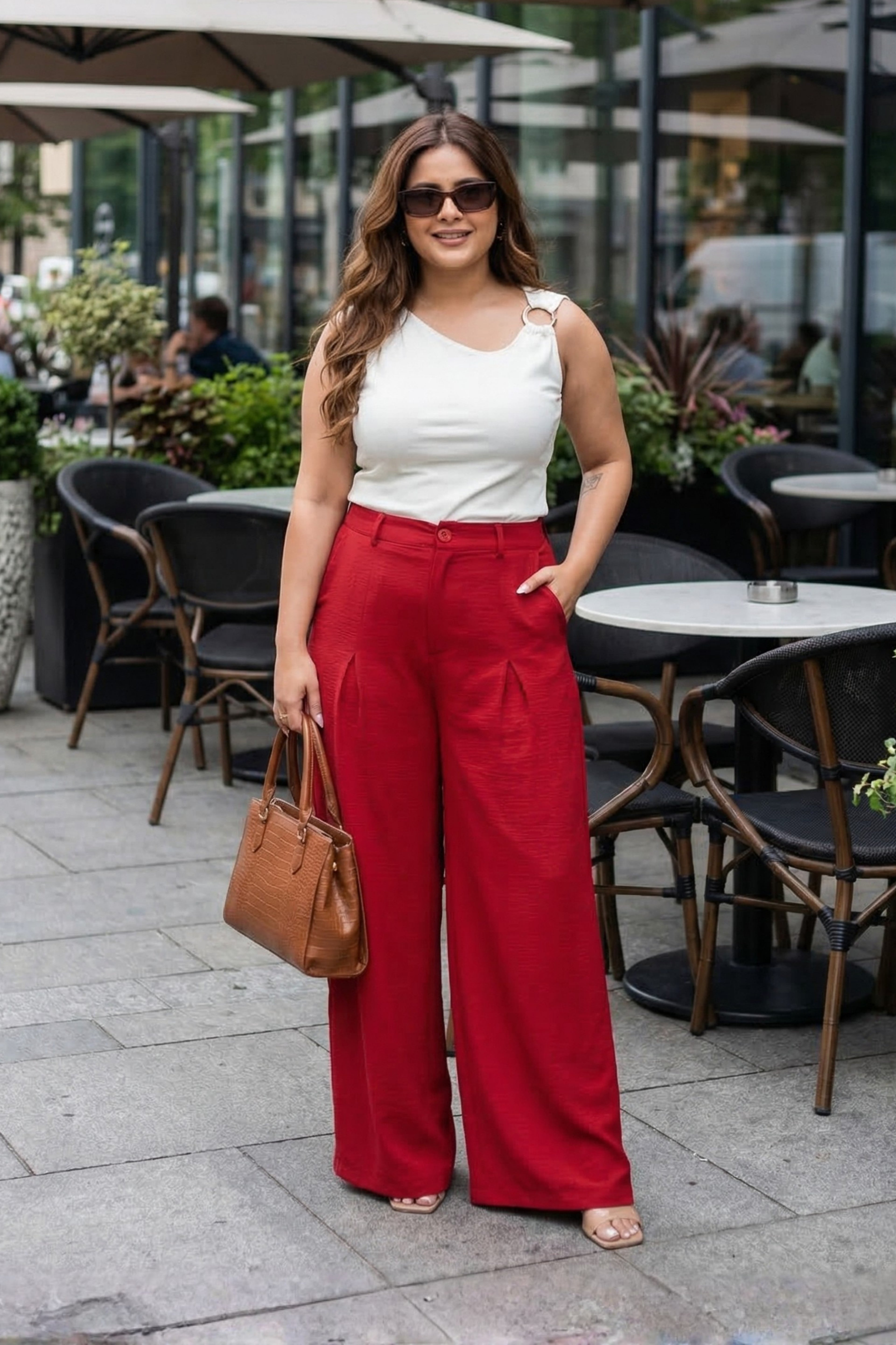 Maroon Front-Pleated Trousers