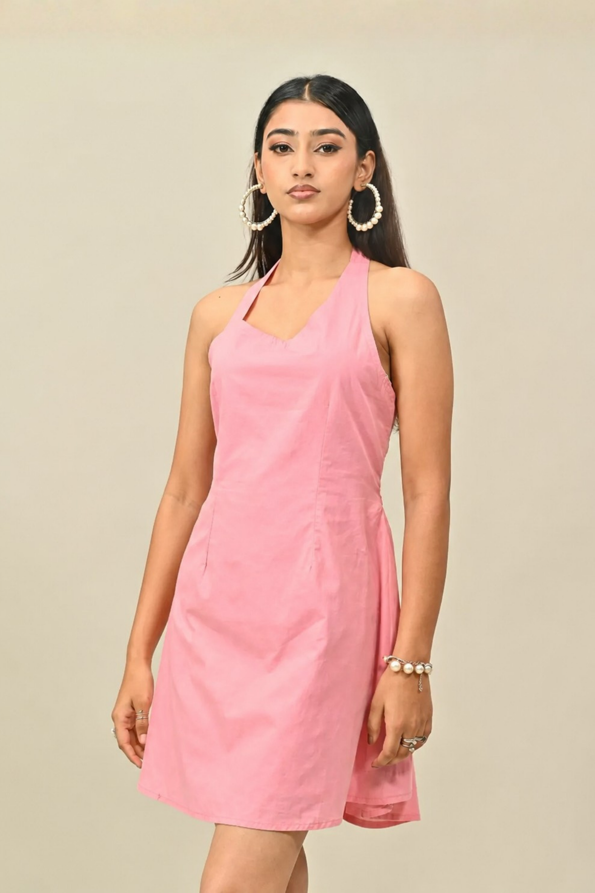Pink Halter Neck Dress
