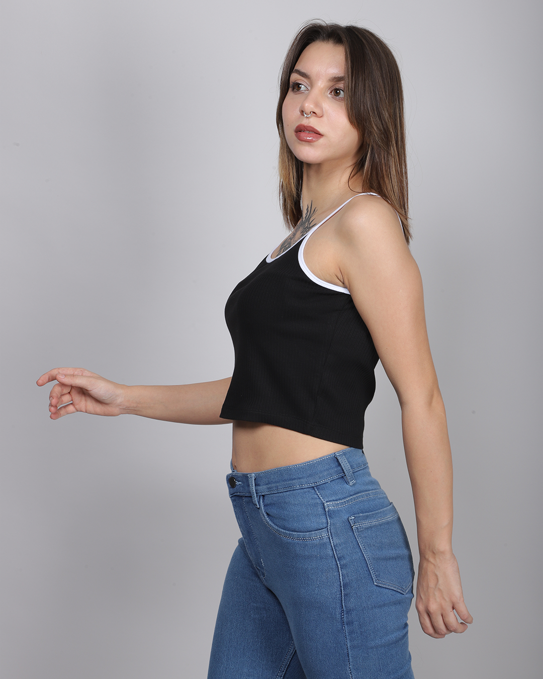 BLACK RIB TANK TOP