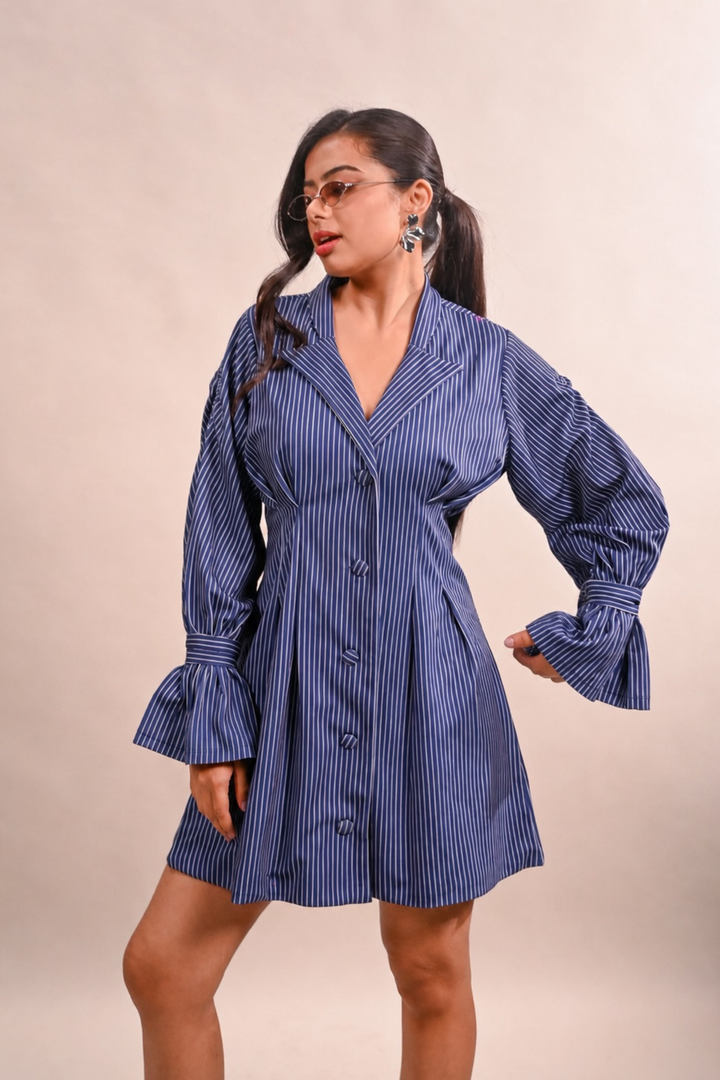 Bishop-Sleeve Blazer Style Dress