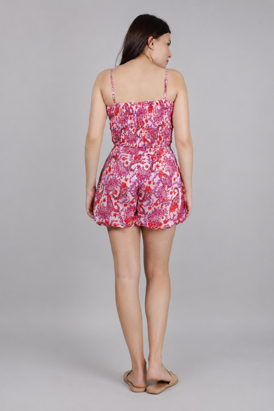 Pink Printed Top With Baloon Short Cord-Set