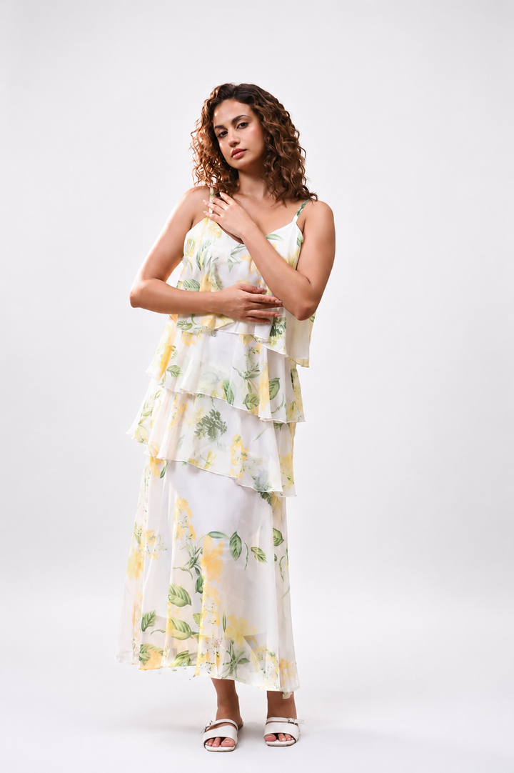 Floral Whisper Ruffle Dress