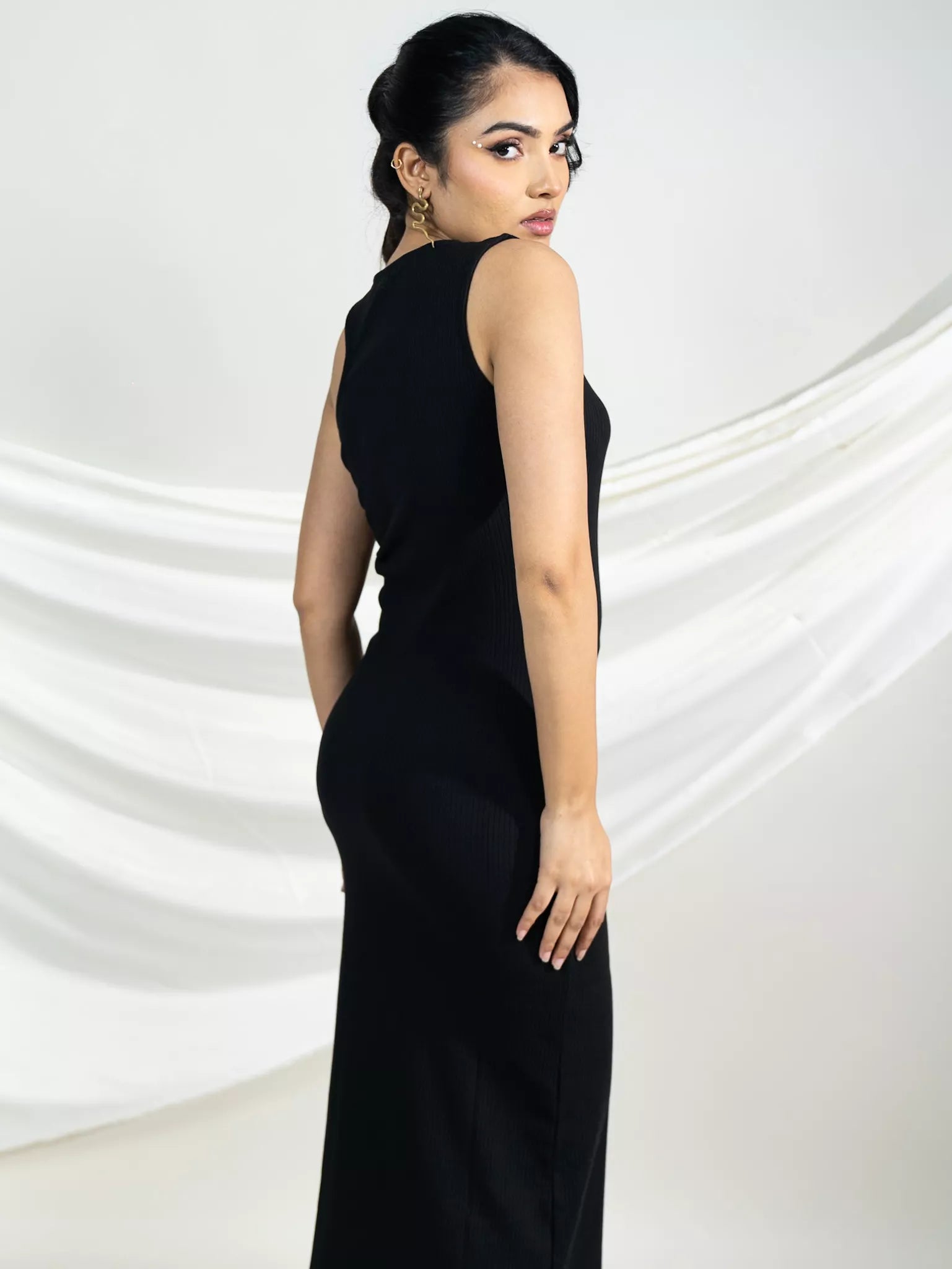 Black Rib Bodycon Dress