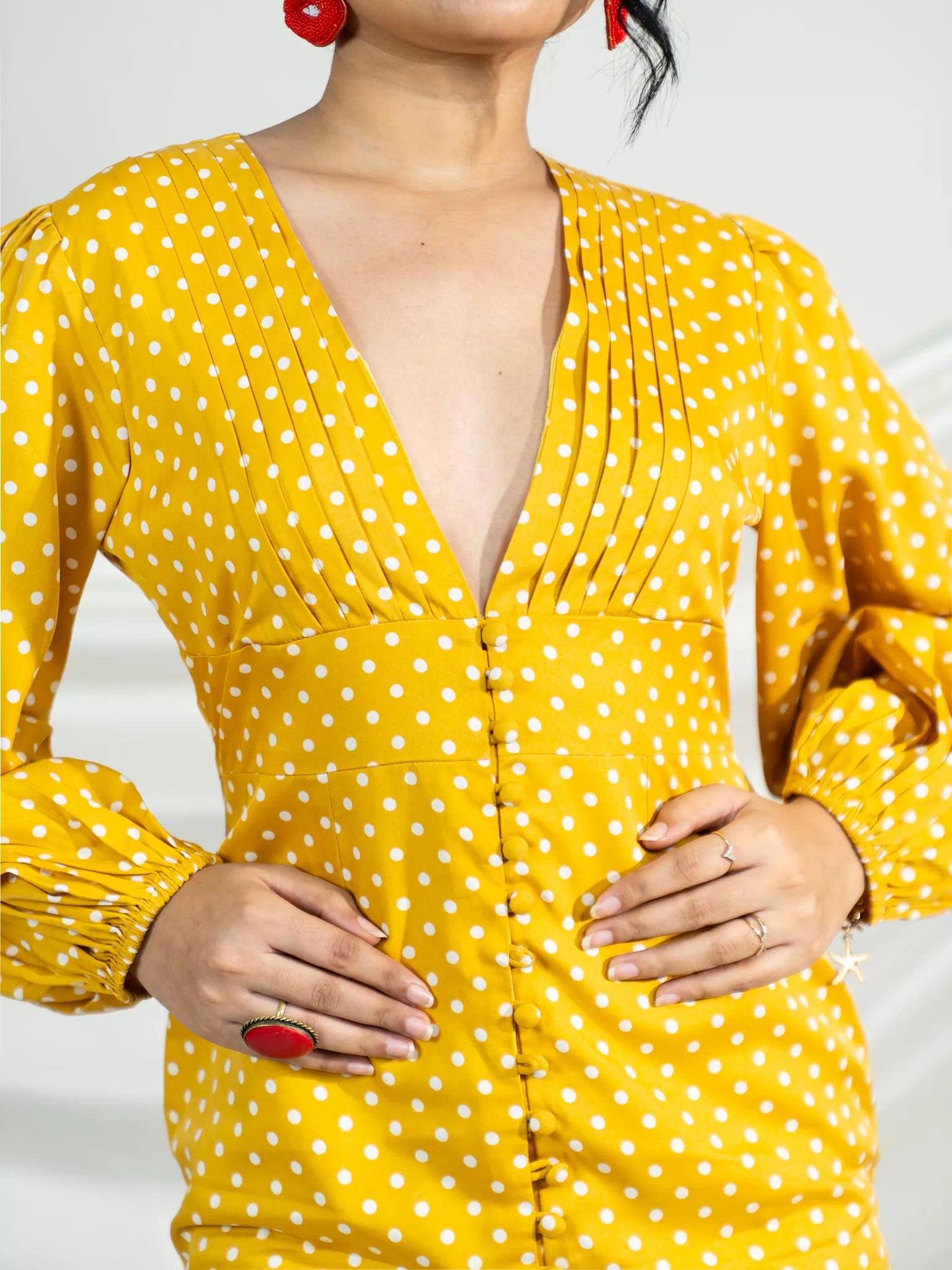 Mustard Muse V-neck Bodycon Dress