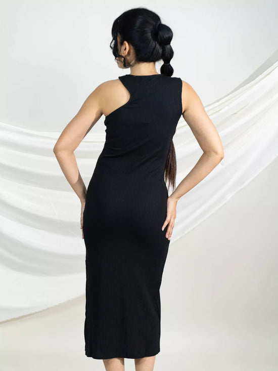 Black Rib Bodycon Dress