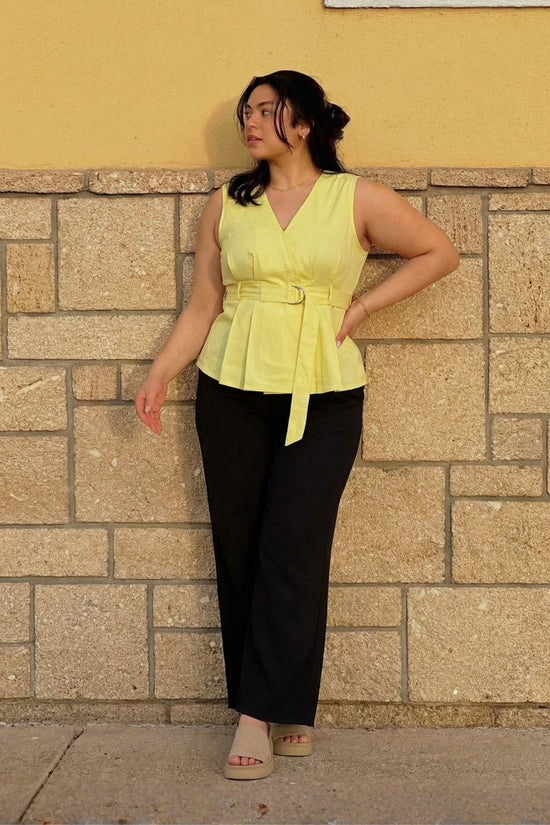 Yellow Buckel Peplum Top