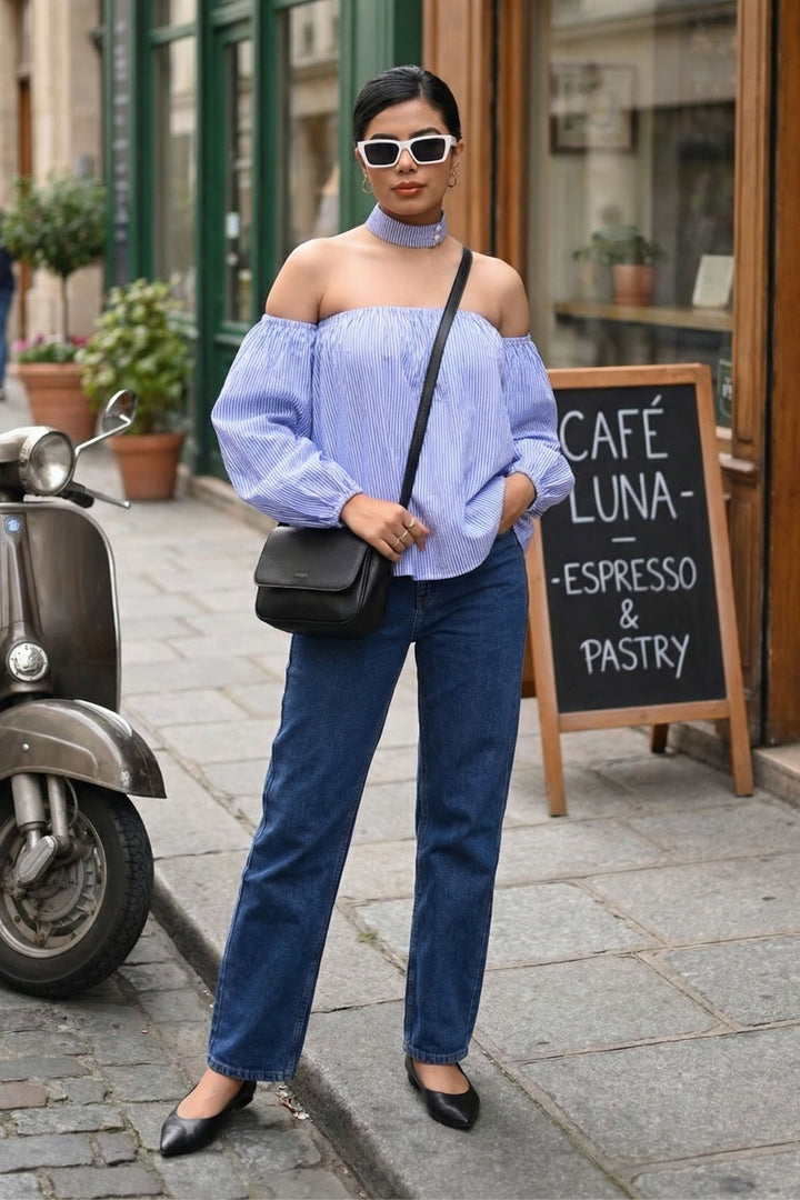Off-Shoulder Striped Top