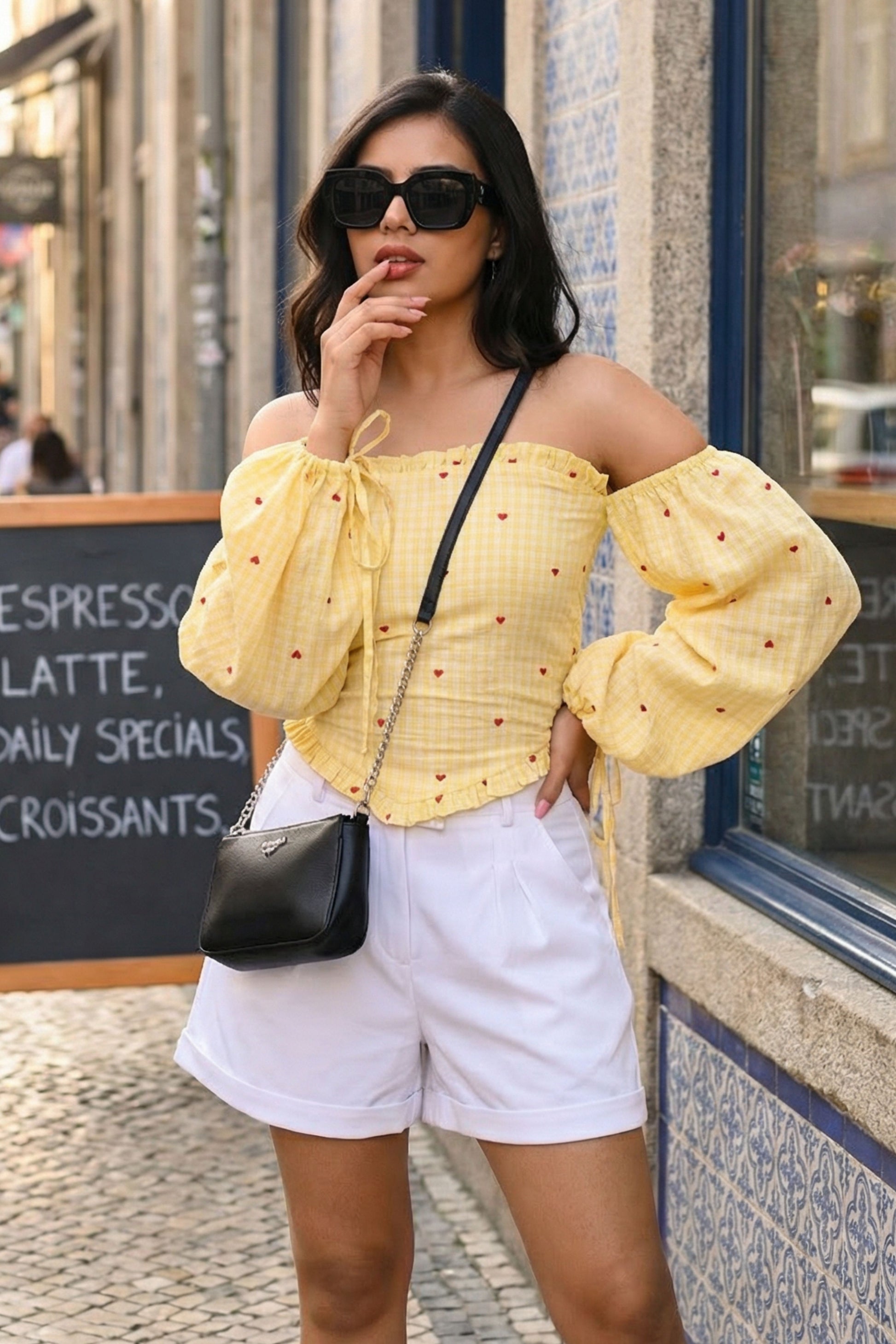 Sweetheart Smock Off-Shoulder Top