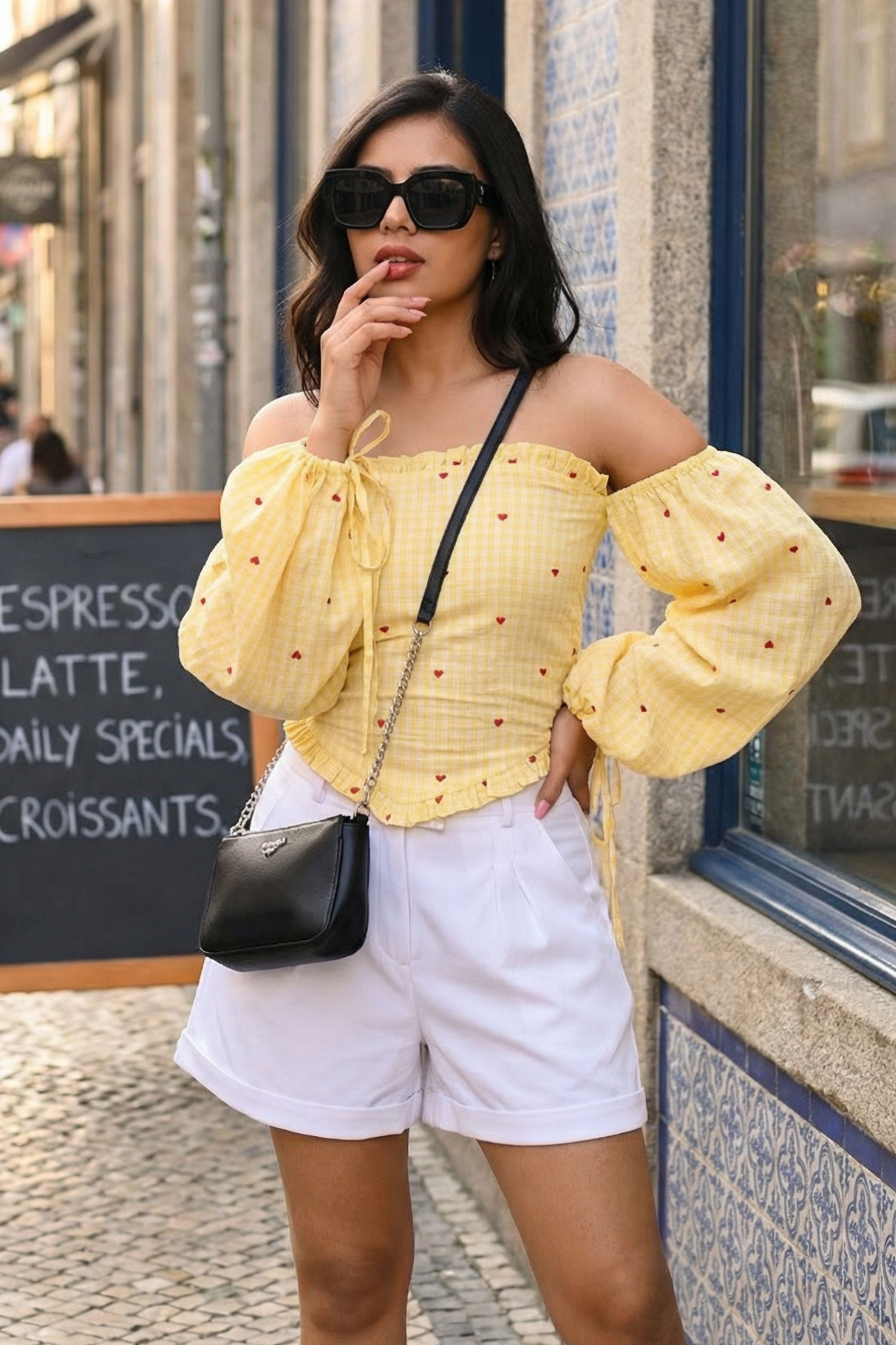 Sweetheart Smock Off-Shoulder Top