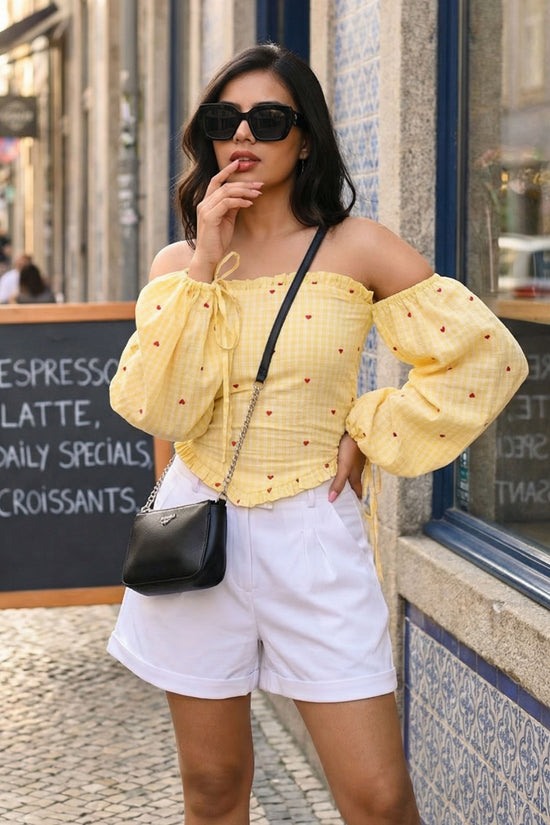 Sweetheart Smock Off-Shoulder Top