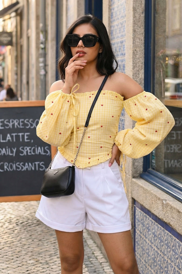 Sweetheart Smock Off-Shoulder Top