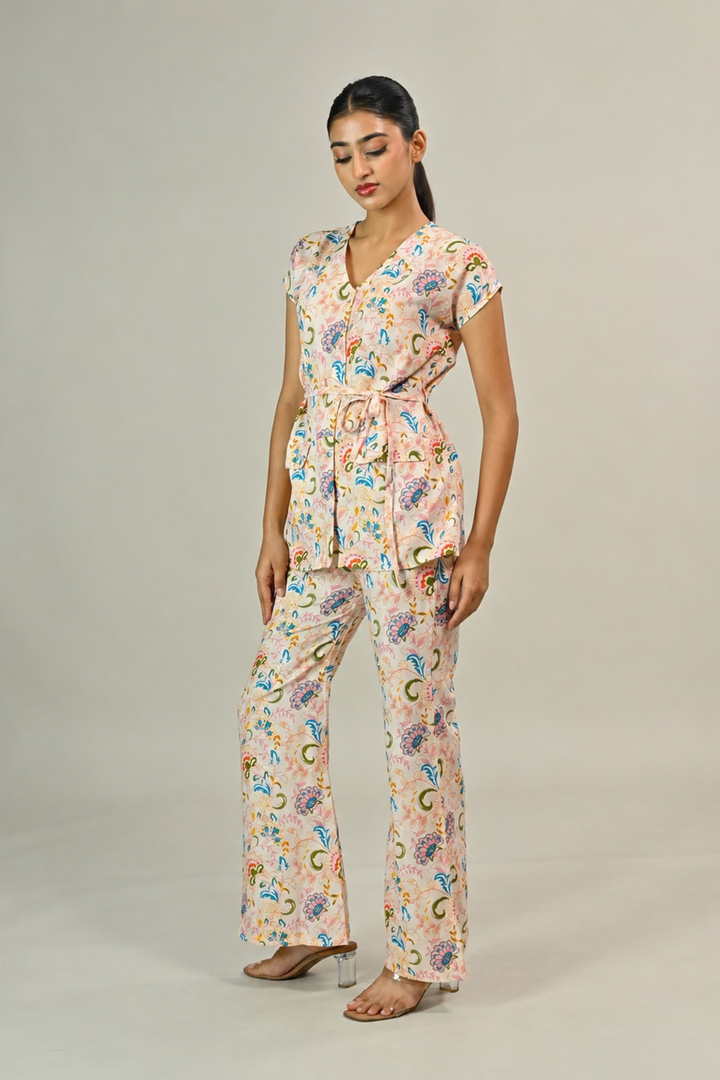 Beige Printed Co-Rd Set