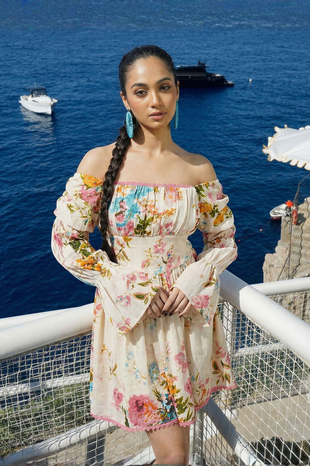 Vintage Floral Statement Sleeve Dress