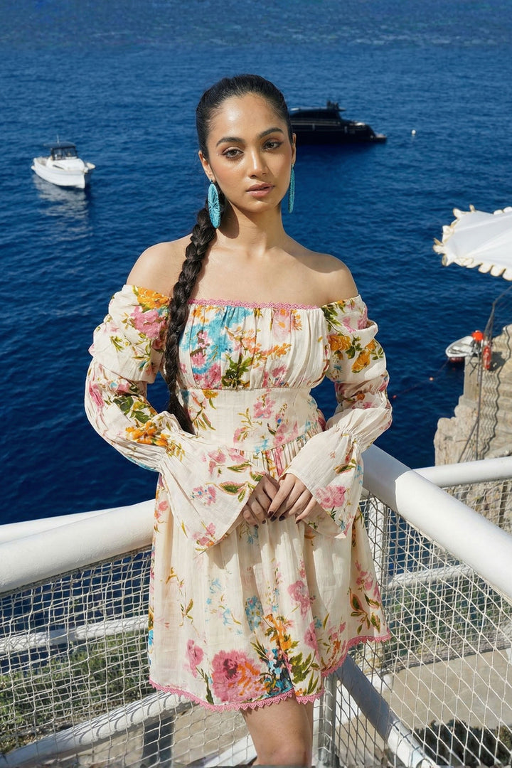 Vintage Floral Statement Sleeve Dress