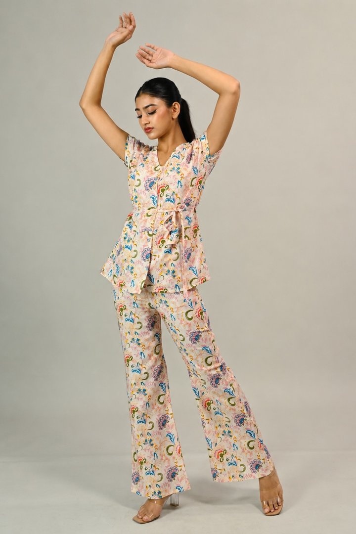 Beige Printed Co-Rd Set