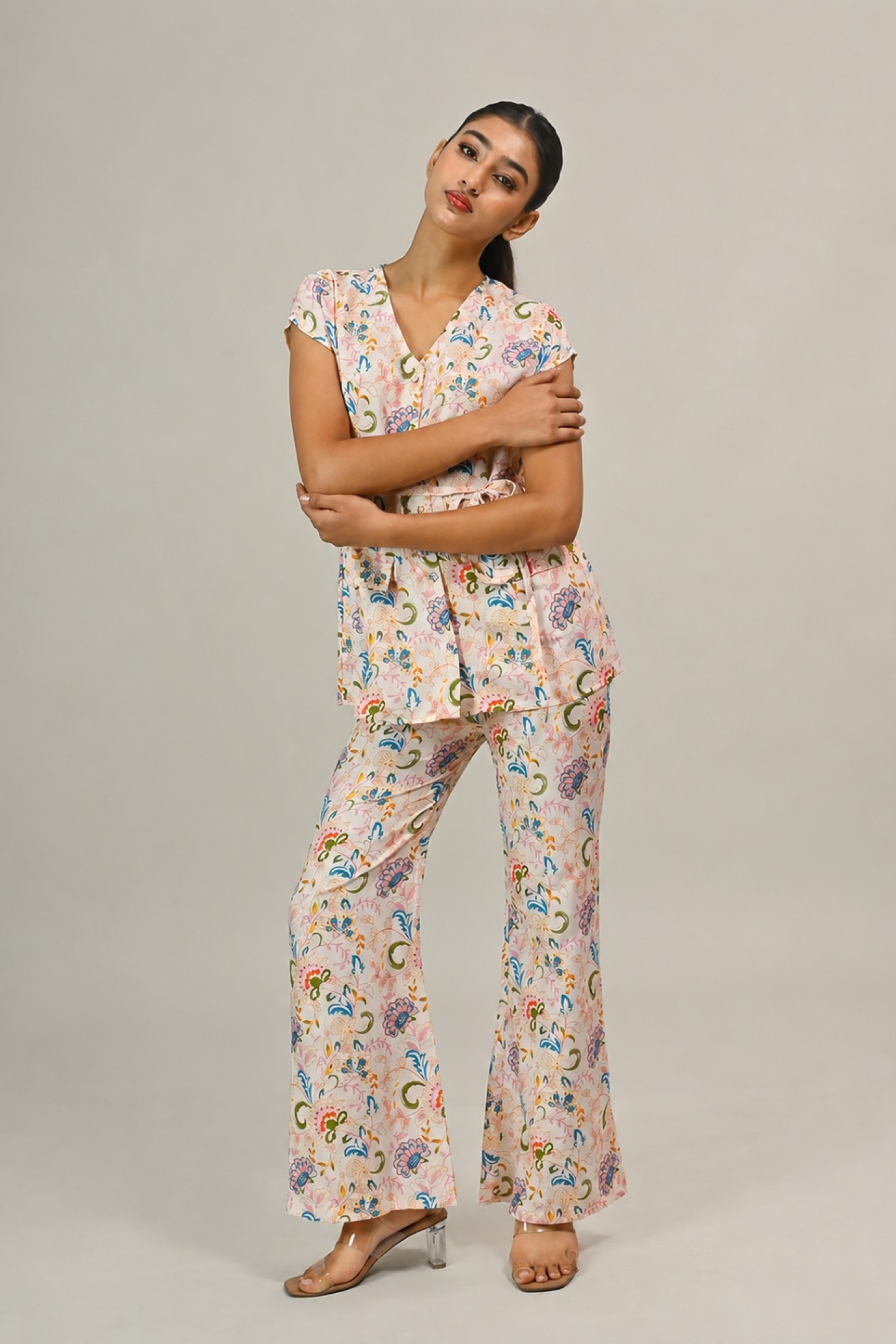 Beige Printed Co-Rd Set