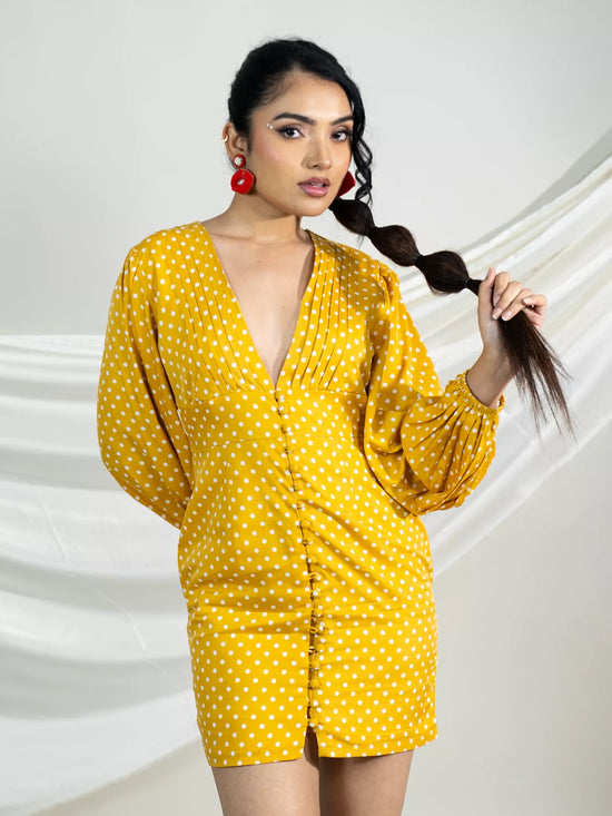 Mustard Muse V-neck Bodycon Dress