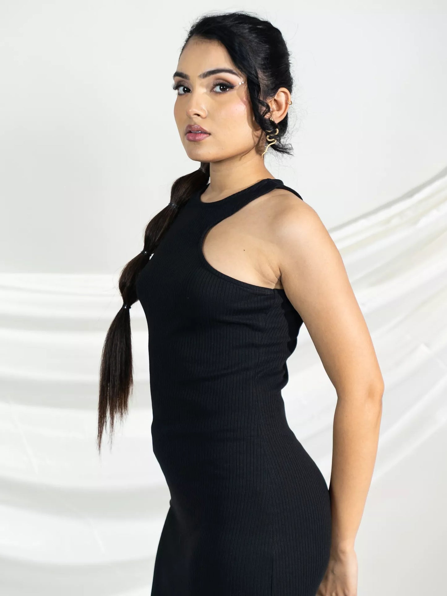 Black Rib Bodycon Dress