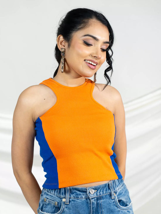 Orange Rib Crop Top