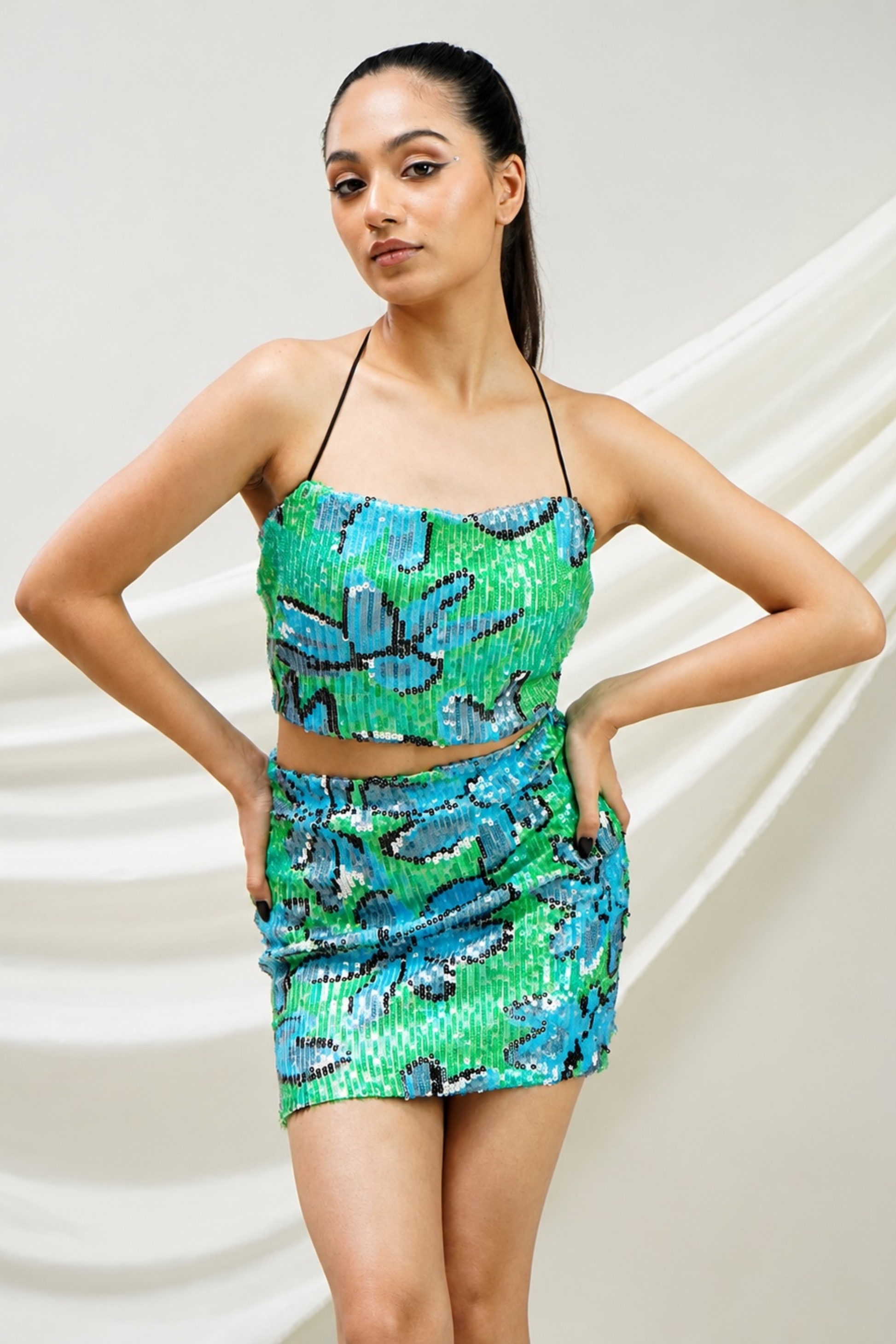 Electric Bloom Sequin Co-ord
