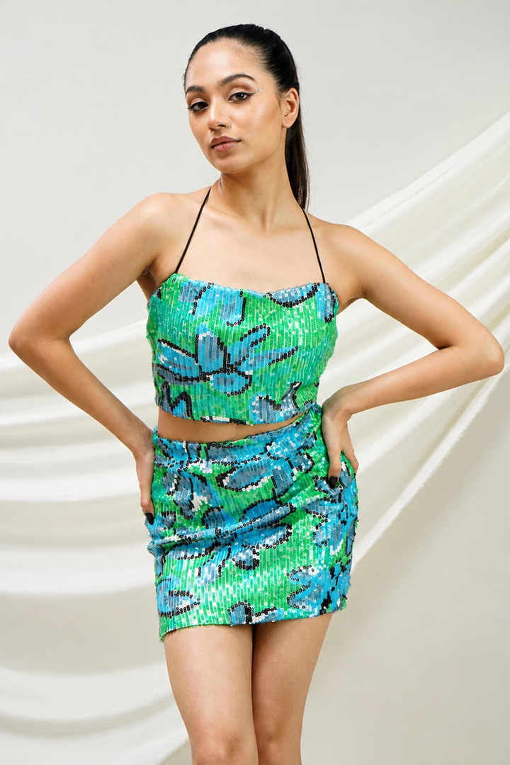 Electric Bloom Sequin Co-ord