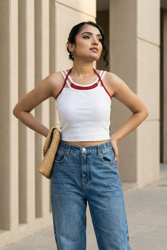 White Double Strap Tank Top