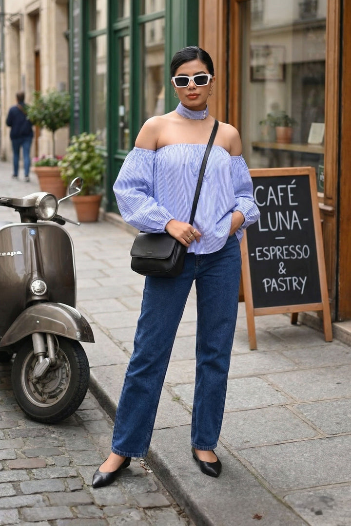 Off-Shoulder Striped Top